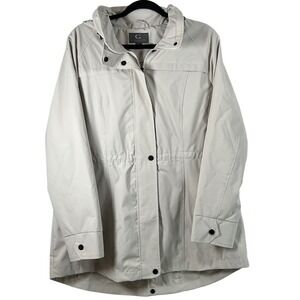 Gallery Women Rich White Classic Sleek Stunning Rain Wind Coat Chic Large Jacket